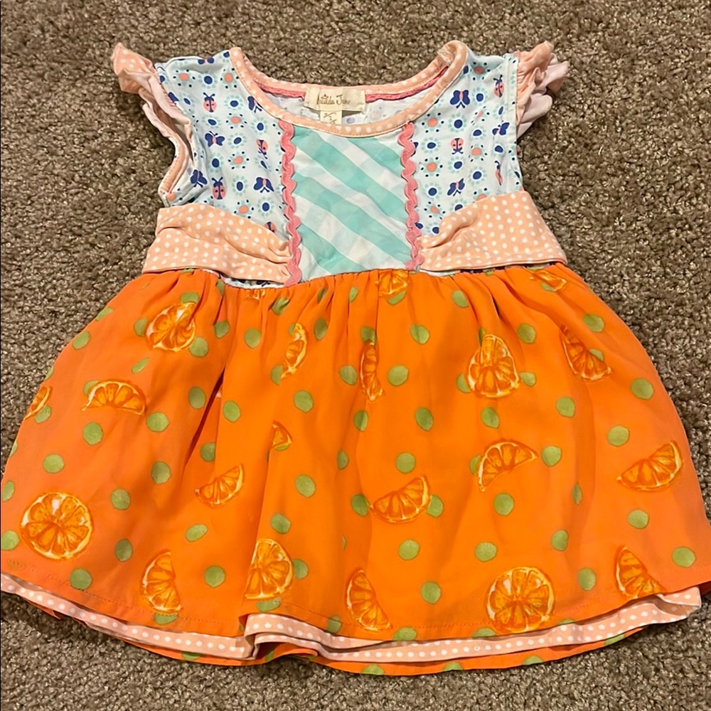 Matilda Jane Orange and Green Sundress with Flutter Sleeves